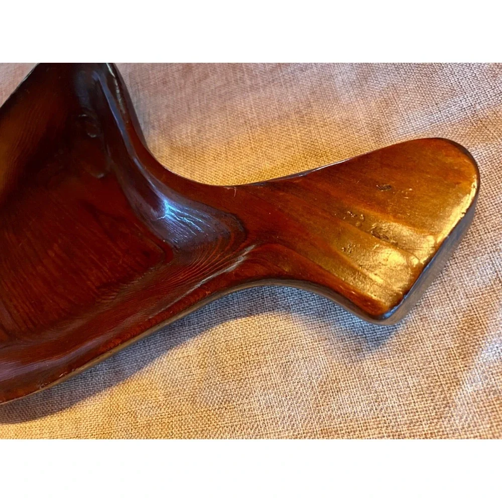 Vintage‎ Artisian Handcrafted Solid Wood Bowl or Handled Serving Tray 15